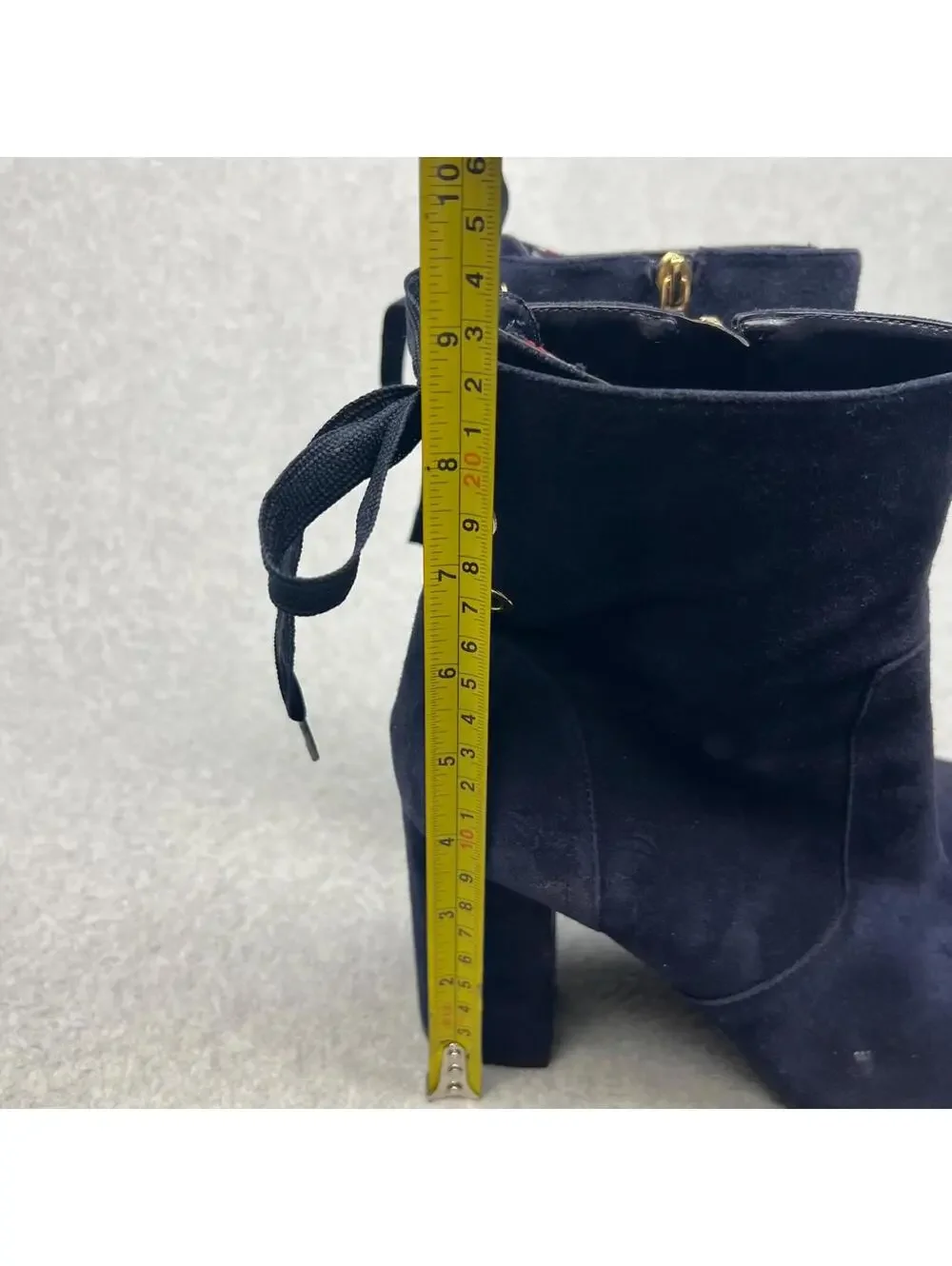 Y2K Tommy Hilfiger Leather Suede Ankle Booties Chunky Heel Womens Size 8.5 90's
